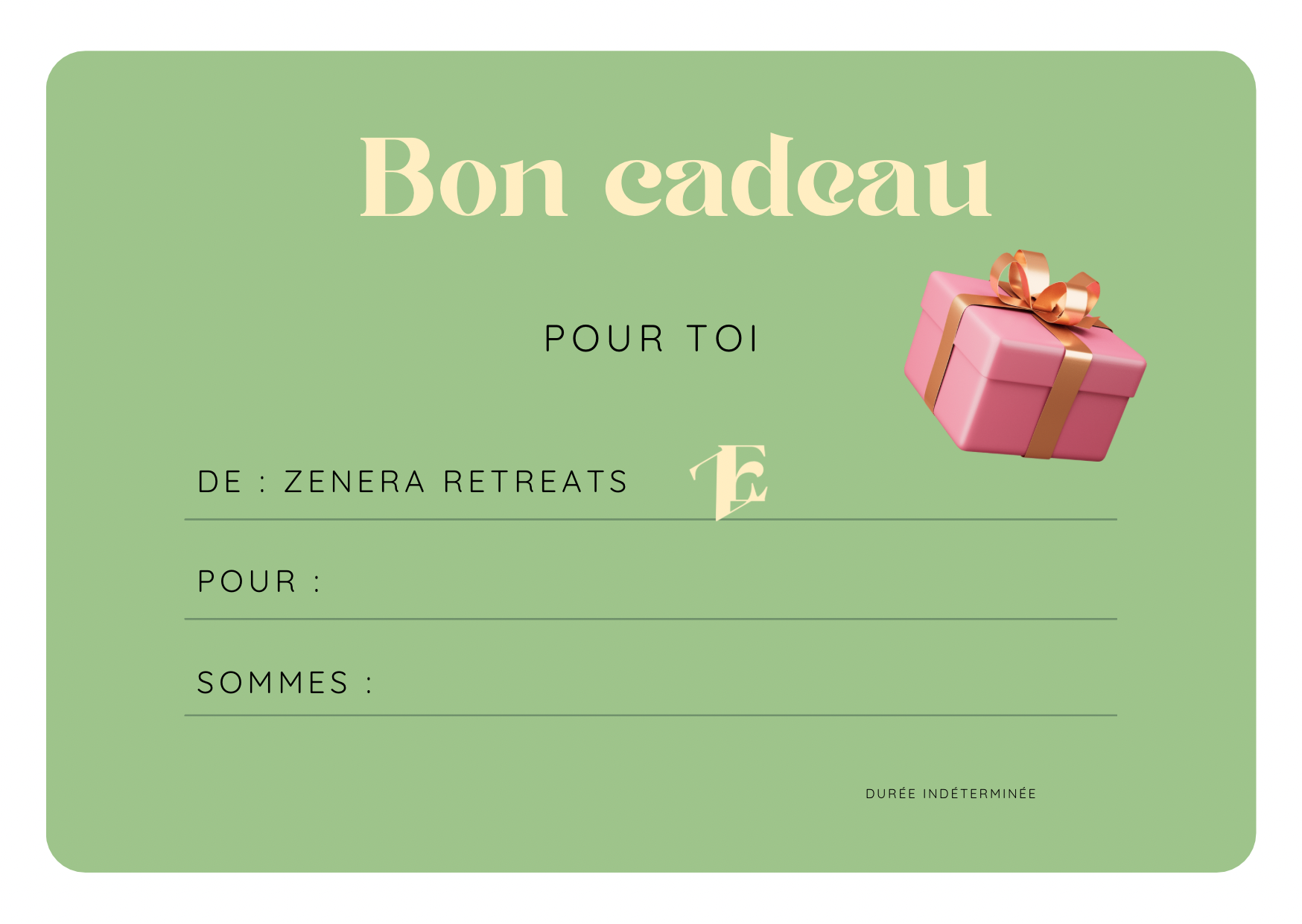 Offrir un bon cadeau Zenera🎁